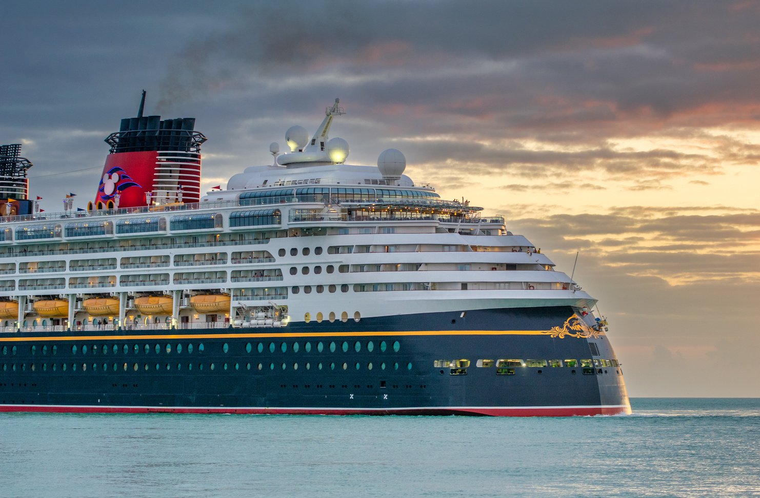 Key West, Florida - February 20, 2016: Disney Cruise Ship Sailin